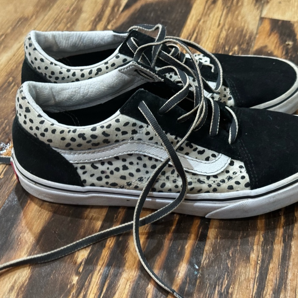 Vans Black and White Leopard Print Women's Shoes